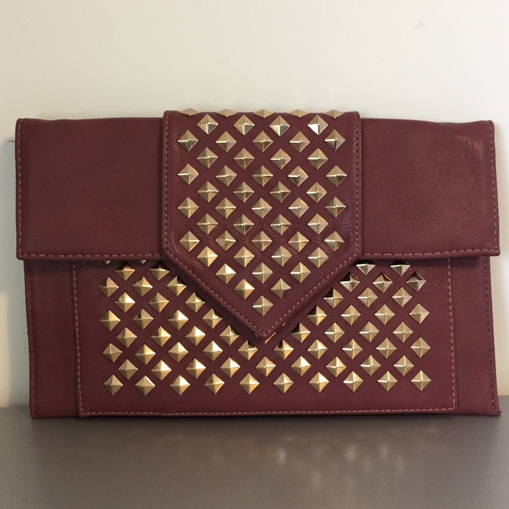 NEW Plum Studded Envelope Clutch
